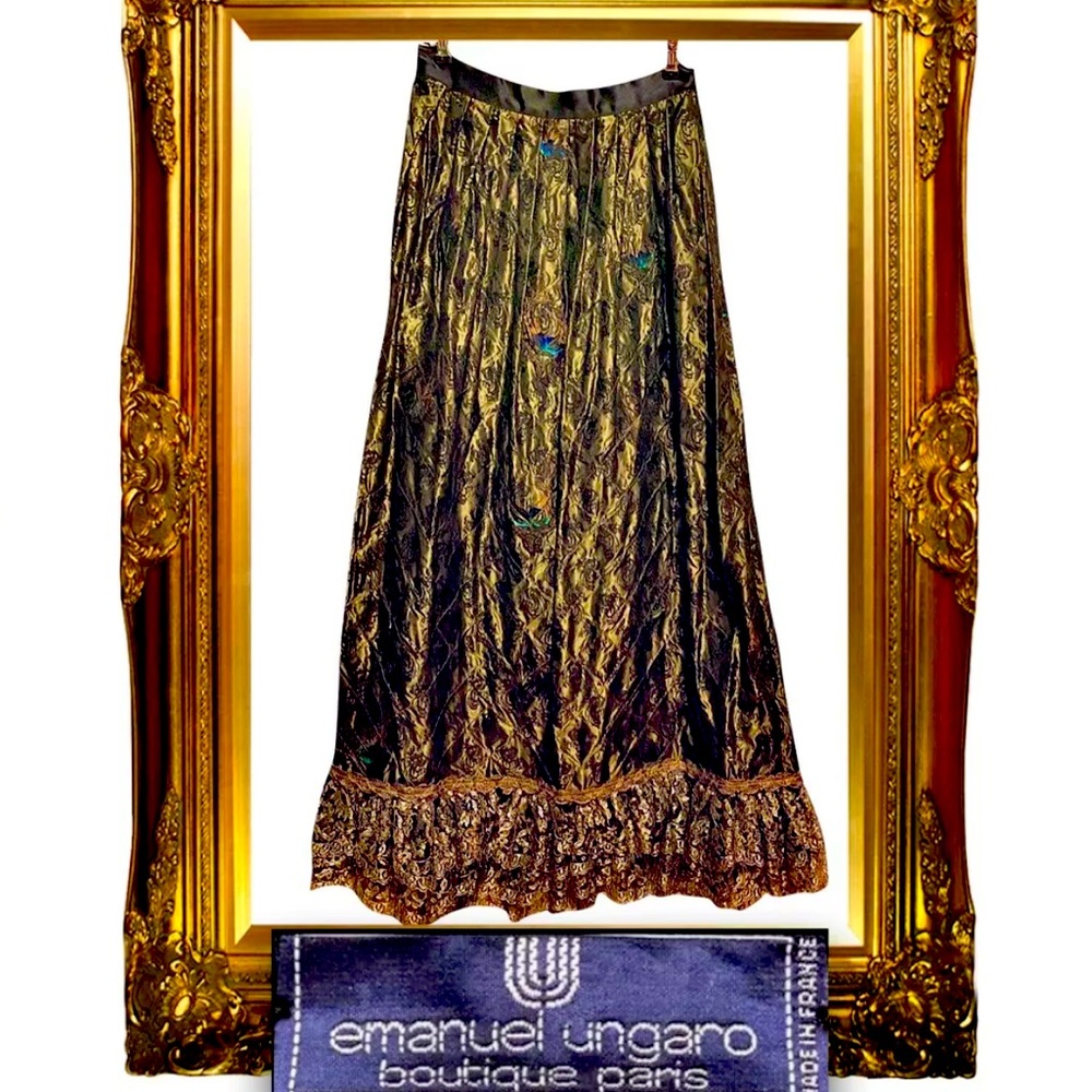 Ungaro Peacock Feather Embroidered Skirt